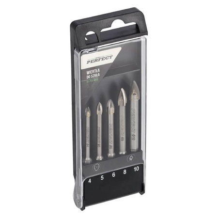 Wiertła do szkła komplet 4-10mm 5 elementów PERFECT S-72182 STALCO