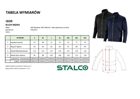 Bluza robocza XL czarna IGOR S090491024 STALCO